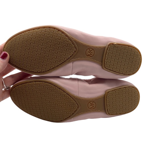 Michael Kors Women's Flats Juliette Pink Leather Ballet Slip On Designer NEW - Picture 9 of 11
